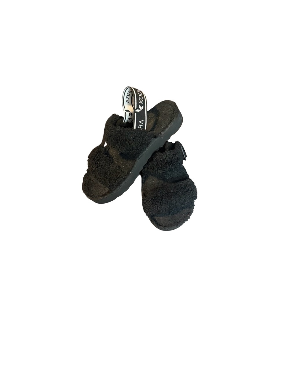 Koolaburra by UGG Women’s Black Slip-On Open Toe Faux Fur Slippers Sz 6